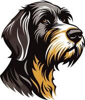 A striking, detailed illustration of a german wirehaired pointer, perfect for hunting, dog breed, or pet-related businesses vector
