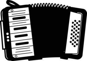 A simple black and white illustration of an accordion, perfect for designs related to music, festivals, and cultural events vector