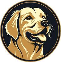 Golden Retriever Portrait in a Circular Frame vector