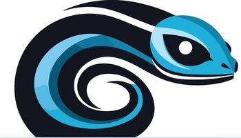 Abstract logo design featuring a stylized blue and black lizard with a swirling tail, perfect for branding, gaming, and tech companies seeking a dynamic and modern look vector