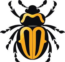 Bold and striking illustration of a stylized beetle with black and yellow markings vector