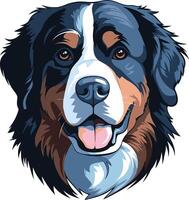 A friendly and adorable bernese mountain dog portrait, perfect for pet-related branding, website designs, and social media vector