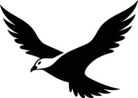 Simple black and white silhouette of a bird in flight, perfect for logo, design elements or social media vector