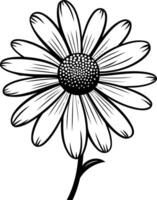 Simple black and white illustration of a daisy, perfect for adding a touch of floral beauty to designs vector