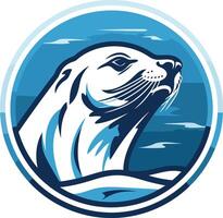 bold and striking illustration of an otter's head in a circular frame, perfect for branding, logos, or wildlife conservation projects vector
