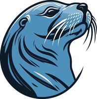 A bold and stylized illustration of an otter's head, perfect for logos, branding, and merchandise vector