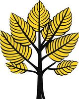 A simple, stylized illustration of a tree with yellow leaves vector