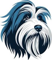 A stylish illustration of a bearded collie, featuring a bold blue and white color scheme vector