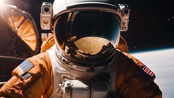 Astronauts explore new planets in a parallel universe surrounded by stars and galaxies, emphasizing the wonder of space travel and the discovery video