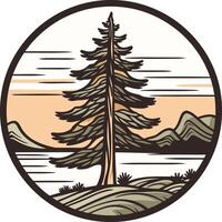 Pine Tree Landscape in Circular Frame vector