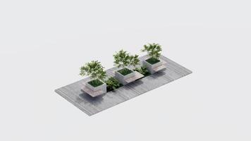 isometric top view architecture garden park landscape terrace nature design modern 3d render. photo