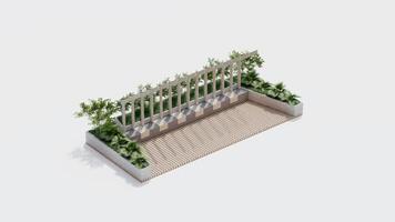 isometric top view architecture garden park landscape terrace nature design modern 3d render. photo