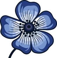 Blue Flower with Four Petals and a Dark Center vector