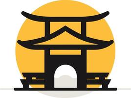 Simple Illustration of a Pagoda in Front of the Sun vector