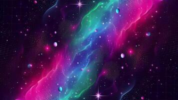 4K Abstract cosmic scene featuring a bright, star filled galaxy with nebulae and deep space elements in a vivid blue and black backdrop verical background video
