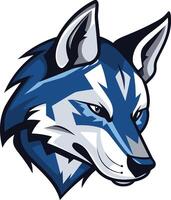 Blue and White Wolf Mascot vector