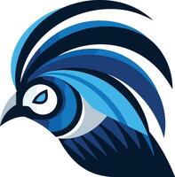 Abstract bird logo design with a bold, blue and black color scheme vector