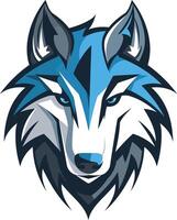A bold and stylized wolf head logo design, perfect for a gaming team, esports organization, or tech company seeking a fierce and powerful brand identity vector