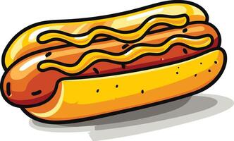 A cartoon hot dog with mustard, perfect for adding a playful touch to your designs vector