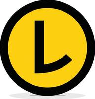 A simple, bold logo featuring the letter l in a circular design, with a yellow background and black outline vector