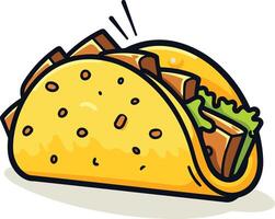 A cheerful cartoon illustration of a delicious-looking taco, perfect for adding a touch of fun and appetite to your designs vector