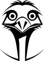 A bold and minimalist black and white illustration of an ostrich head, perfect for logo design, branding, or any project needing a touch of quirky animal charm vector