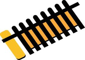 Simple, colorful icon of a railroad crossing, perfect for warning signs and transportation graphics vector