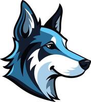 Cool blue wolf head mascot logo design, perfect for sports teams, gaming groups, or branding vector