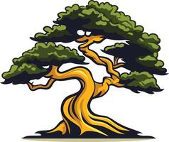 A vibrant illustration of a bonsai tree, perfect for adding a touch of nature to your design projects vector