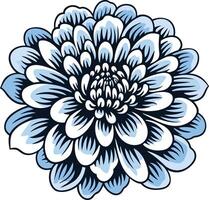 A beautiful, stylized blue and white dahlia flower, perfect for adding a touch of floral elegance to your designs vector