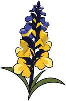 A vibrant illustration of a yellow and blue flower, perfect for adding a touch of nature to designs vector
