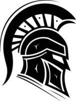 A bold and striking silhouette of a spartan helmet, ideal for branding, logos, and sports design vector