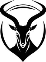 A bold, black and white illustration of an antelope's head, perfect for branding, logos, and design projects vector
