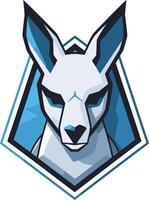 This element illustration features a stylized kangaroo head inside a blue hexagonal frame vector