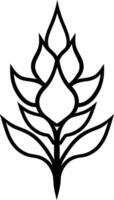 Simple, elegant black and white line art of a stylized flower vector
