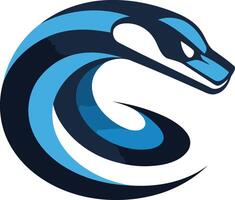 This is a bold and stylized logo featuring a snake with a blue and black color scheme vector
