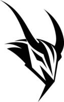 Bold and striking black and white logo design with abstract, stylized horns vector