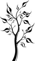 Elegant black and white illustration of a stylized tree with intricate branches and leaves vector
