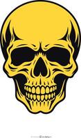 A bold, yellow skull illustration with a simple, minimalist design vector