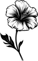 Elegant black and white silhouette of a single hibiscus flower, perfect for adding a touch of tropical beauty to your designs vector