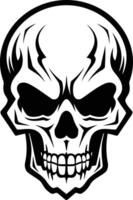 A fierce, black and white skull illustration with detailed features, perfect for edgy designs and branding vector