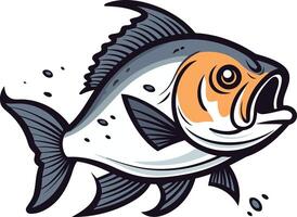 A bold and dynamic illustration of a fish with an open mouth, perfect for fishing, seafood, or nautical themed designs vector