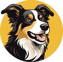 A friendly border collie with a happy expression, perfectly capturing the breed's intelligence and playful personality vector
