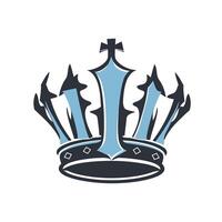 Modern, abstract crown logo design with sharp lines and a blue and black color scheme vector
