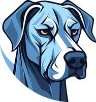 A powerful, stylized blue dog head with a determined expression vector