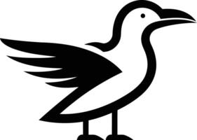 Simple, bold black and white illustration of a seagull silhouette, perfect for logo designs, branding, or web graphics vector