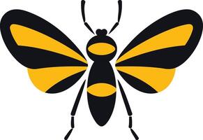 A simple yet striking silhouette of a bee with yellow and black stripes vector