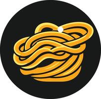 A stylized illustration of spaghetti noodles on a black background vector