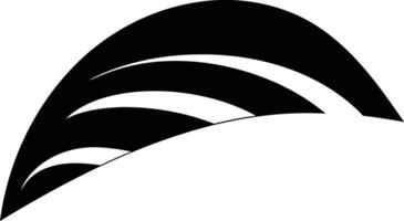 Abstract black and white logo design featuring a curved shape with three stripes vector