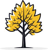 Simple, stylized illustration of a yellow tree, perfect for logo designs, nature themed graphics, and branding elements vector
